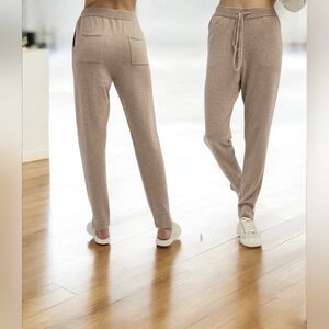 Women's Casual Tan Jogger Pants 100% CASHMERE Size M